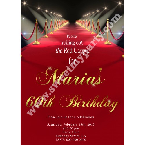 Hollywood Red Carpet Birthday Invitation,(08ab)